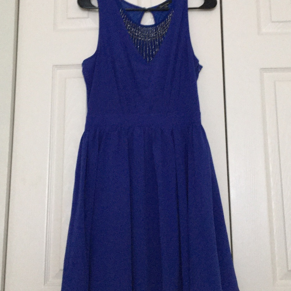 Blue Dress With Black Sequins